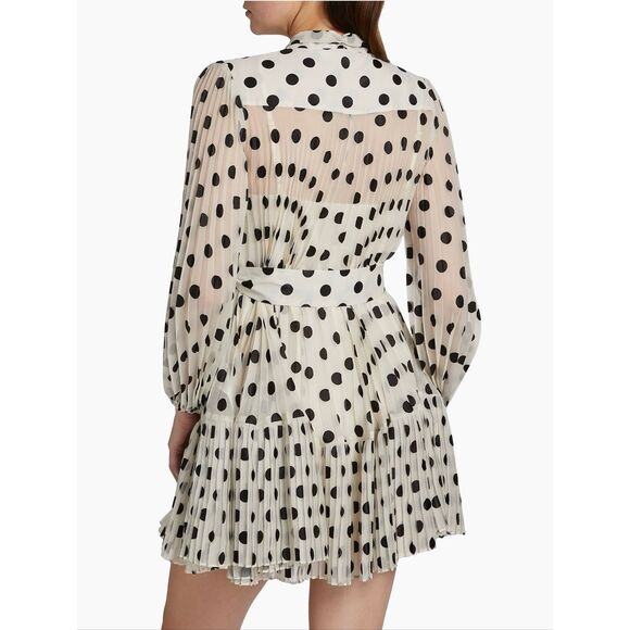 Zimmermann Polka Dot Pussybow Minidress in Cream Black Dot US 6 $895 - Picture 3 of 12
